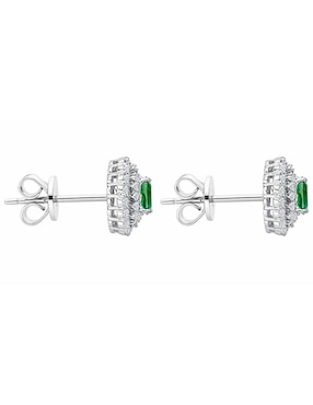 Broqueles circulares Gladkova Joyería de oro blanco 14 k con acabado pavé esmeralda