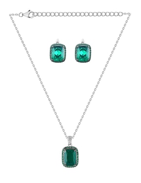 Aretes y collar Gladkova Joyería de plata P 925 esmeralda