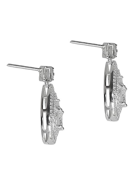 Aretes cortos de gota Sofia Blum de plata P 925 con acabado baño de rodio diamante de laboratorio