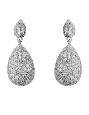 Aretes largos de gota Sofia Blum de plata P 925 con acabado baño de rodio diamante laboratorio