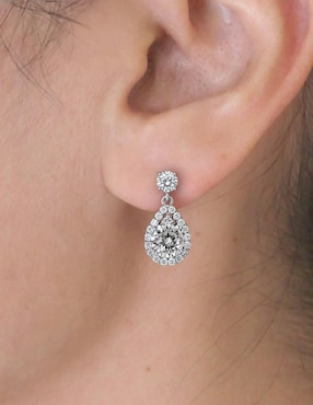 Aretes cortos de gota Sofia Blum de plata P 925 con acabado baño de rodio diamante laboratorio
