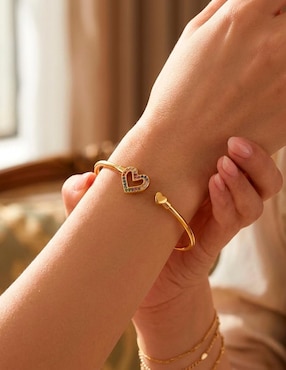 Brazalete Nira de oro laminado con zirconia cúbica 18 K brillante