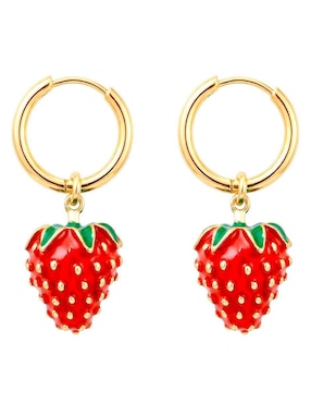 Aretes cortos de fresa Ana Maria México con acabado esmaltado
