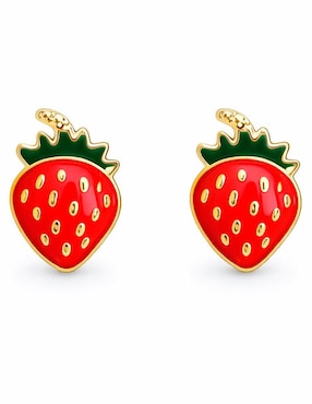 Aretes cortos de fresa Ana Maria México con acabado esmaltado