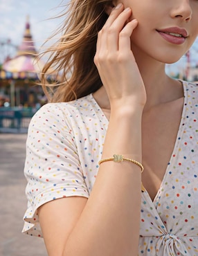 Pulsera Yoiko con zirconia acabado baño de oro de 18 k