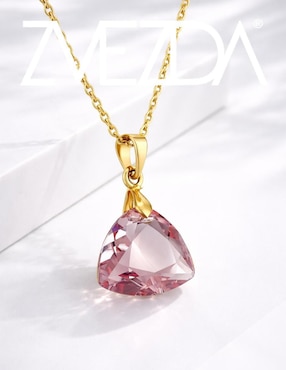 Aretes y collar triangular Zvezda Aurore baño de oro 18 k cristal