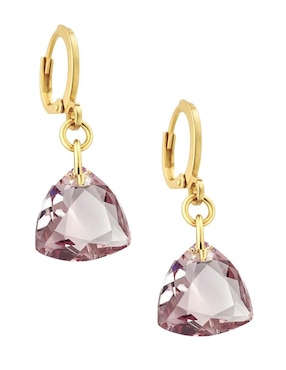 Aretes y collar triangular Zvezda Aurore baño de oro 18 k cristal