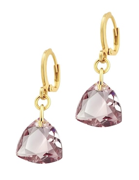 Aretes y collar triangular Zvezda Aurore baño de oro 18 k cristal