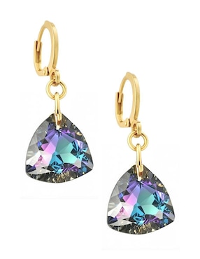 Aretes y collar triangular Zvezda Aurore baño de oro 18 k cristal