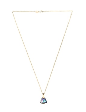 Aretes y collar triangular Zvezda Aurore baño de oro 18 k cristal