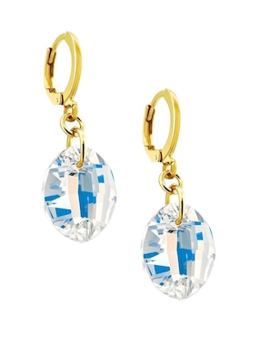 Aretes y collar ovalado Zvezda Aurore baño de oro 18 k cristal