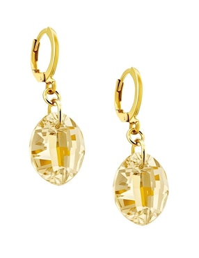 Aretes y collar ovalado Zvezda Aurore baño de oro 18 k cristal