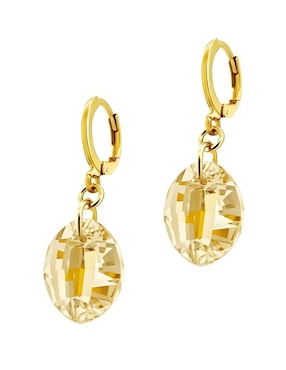 Aretes y collar ovalado Zvezda Aurore baño de oro 18 k cristal
