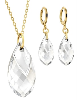 Aretes y collar de gota Zvezda Aurore baño de oro 18 k cristal