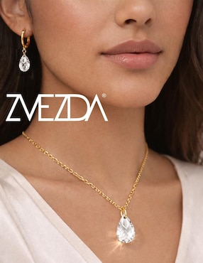 Aretes y collar de gota Zvezda Aurore baño de oro 18 k cristal