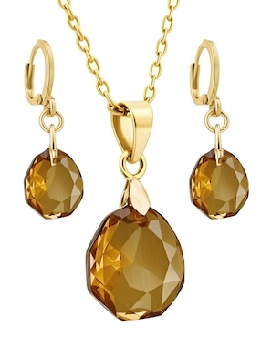 Aretes y collar de gota Zvezda Aurore baño de oro 18 k cristal