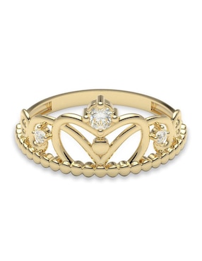 Anillo De Corona Amelie Joyas 14 K De Oro Zirconia