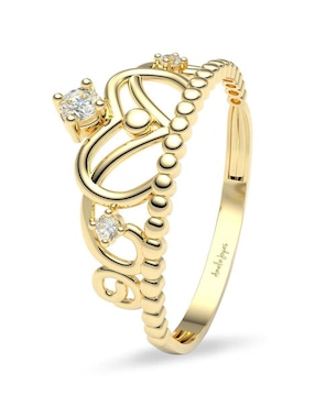 Anillo de corona Amelie Joyas 14 k de oro zirconia brillante
