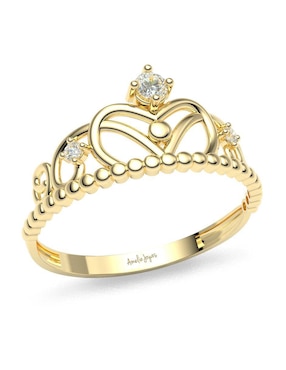 Anillo de corona Amelie Joyas 14 k de oro zirconia brillante