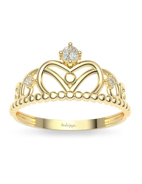 Anillo de corona Amelie Joyas 14 k de oro zirconia brillante