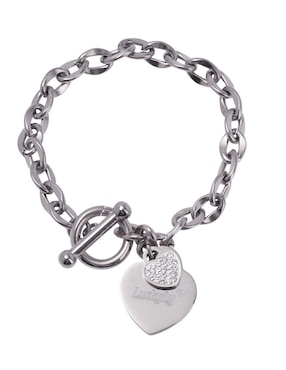 Pulsera LuckyLy Mujer Acero Inoxidable De Cadena Uma Con Dijes De Corazón Zirconia Cúbica