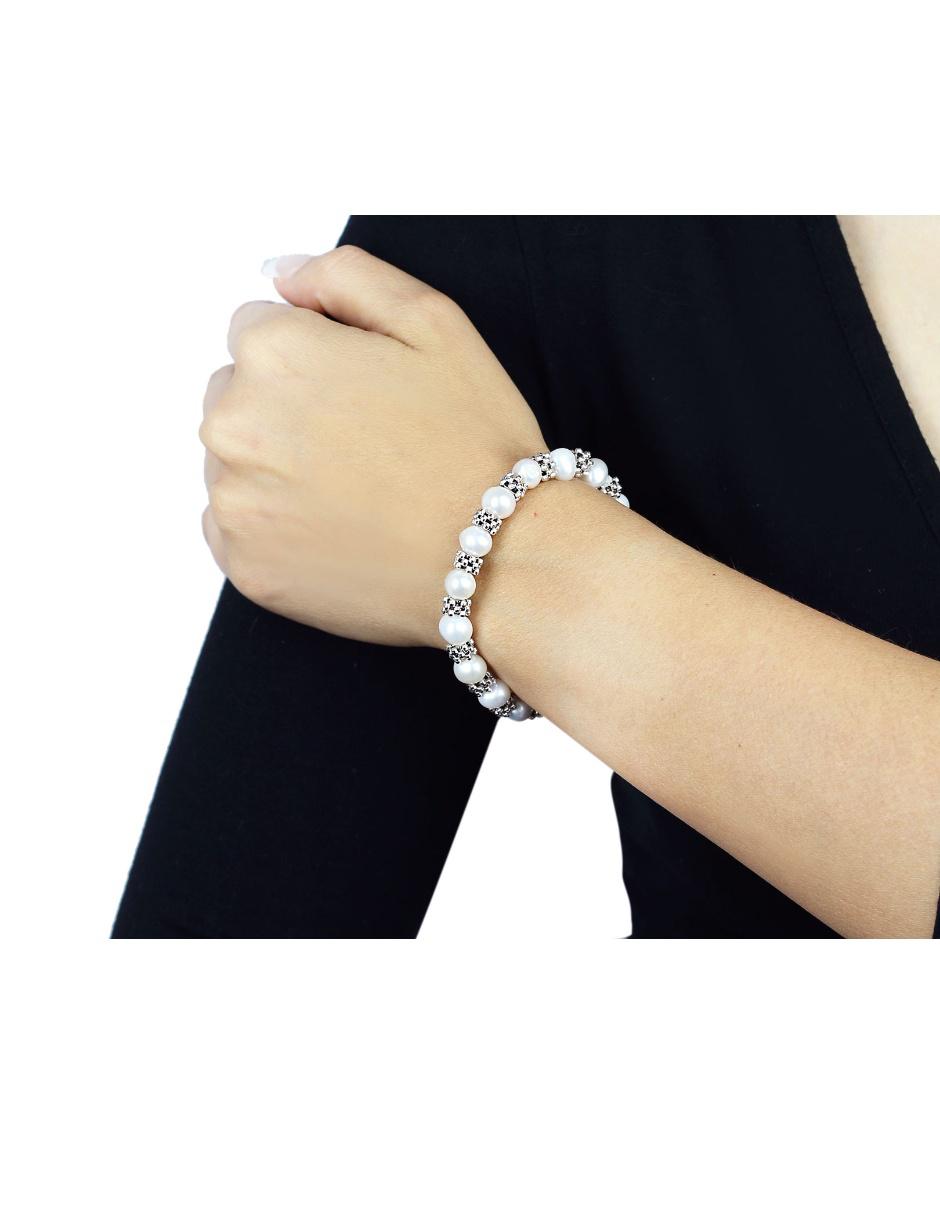 Brazalete con acabado baño rodio 4