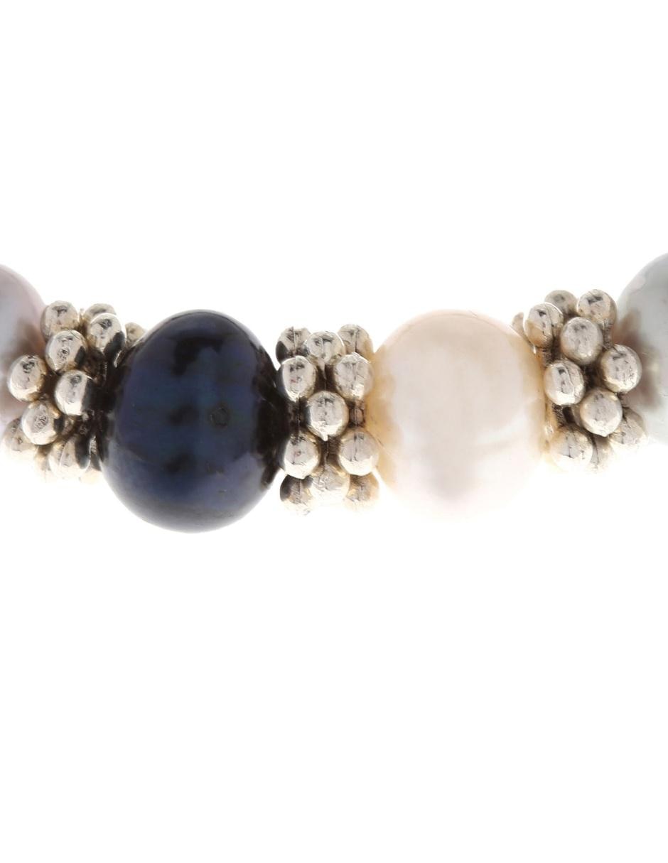 Brazalete con perla con acabado baño rodio 3