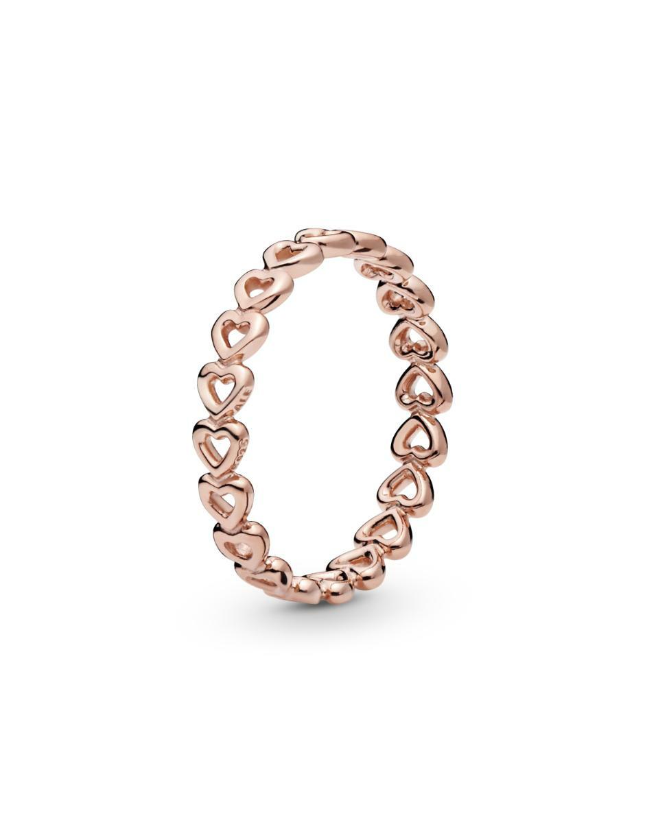 Anillo de corazón de plata P 925 con acabado baño de oro rosa