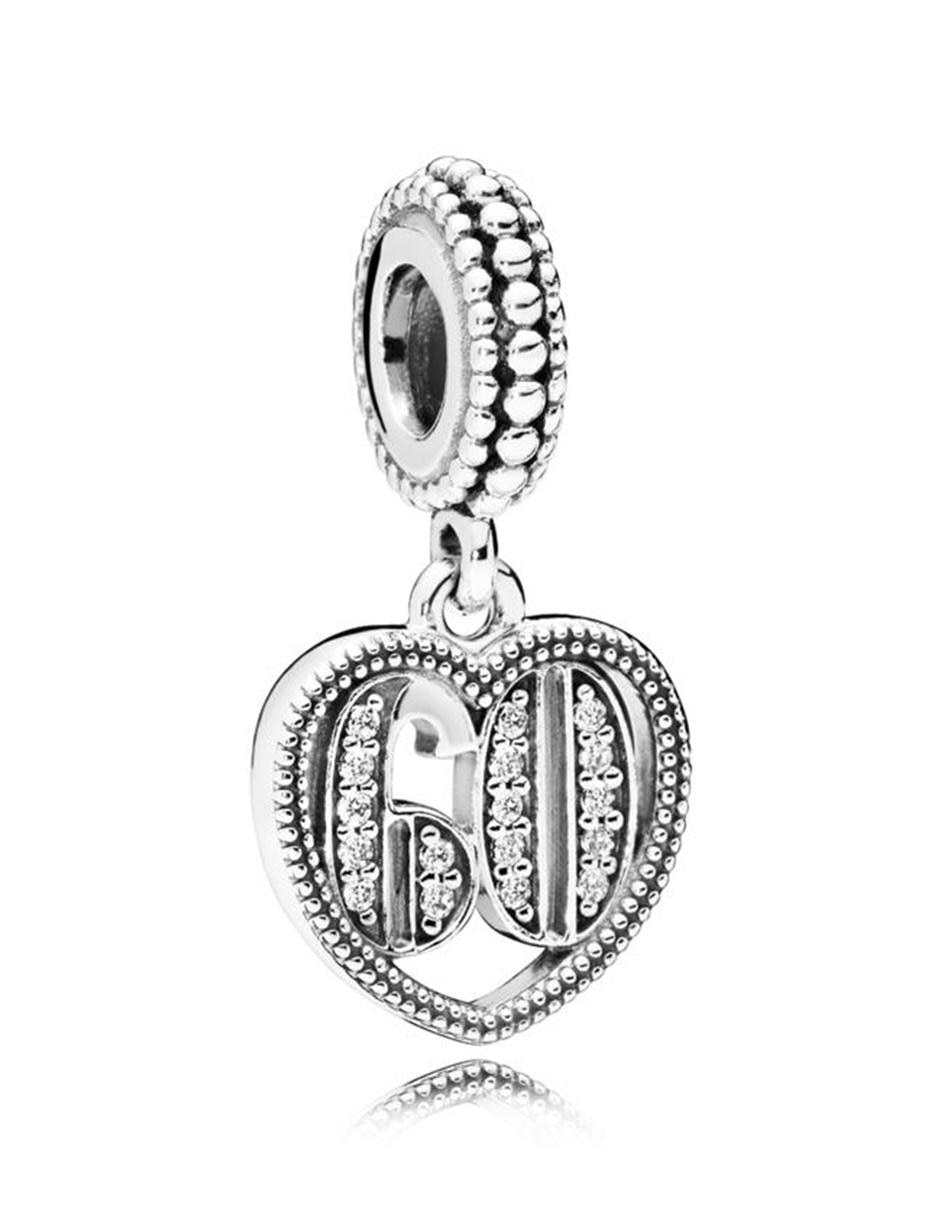 Charm de corazón de plata P 925 zirconia cúbica