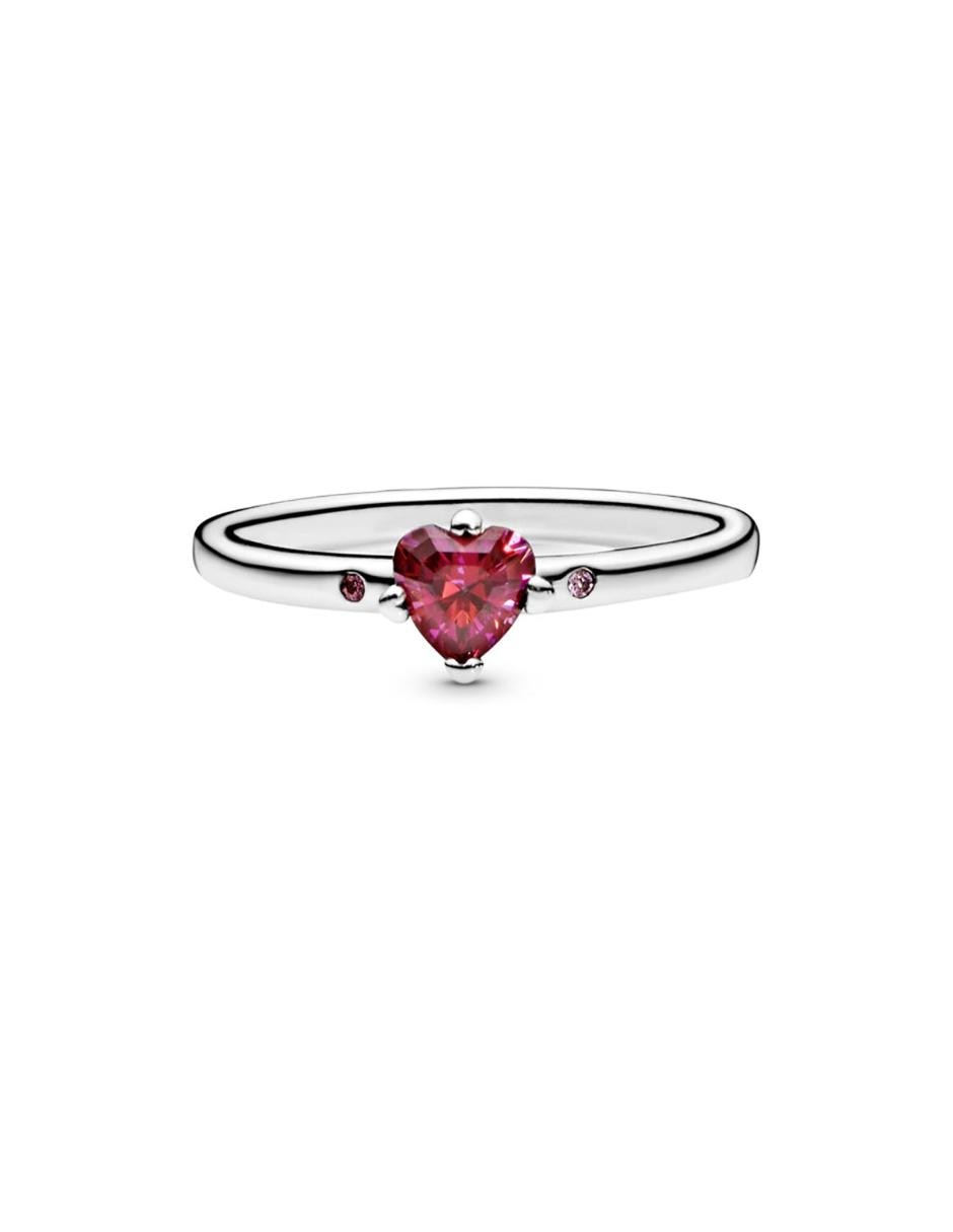 Anillo multi gemas de corazón P 925 de plata pavé 9