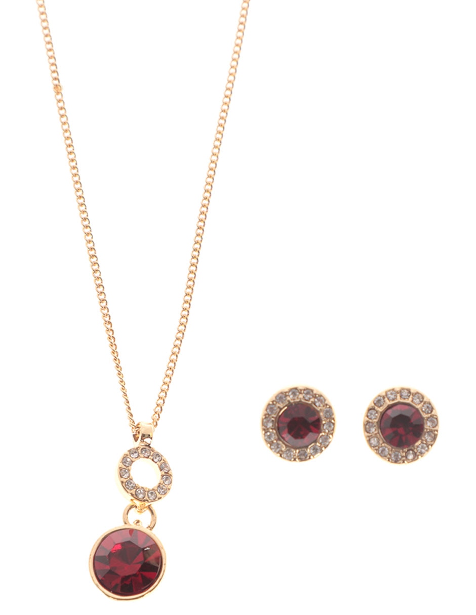 Aretes y collar redondos cristal