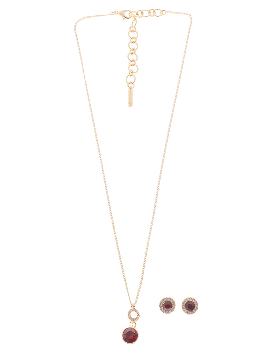 Aretes y collar redondos cristal 2