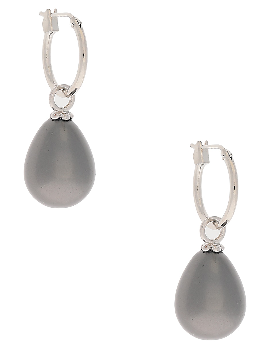 Aretes de gota Mallorca con acabado plateado 2