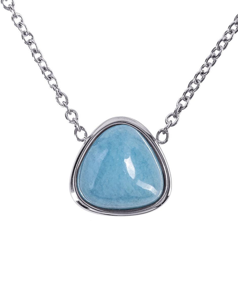 LuckyLy Collares Mujer Aline Collares de Mujer con Piedras Naturales Cadena Acero Inoxidable Dije de Cuarzo Azul