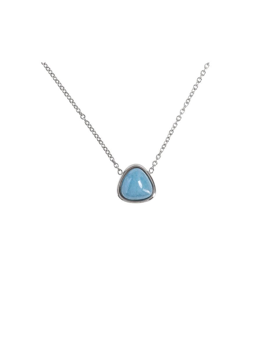 LuckyLy Collares Mujer Aline Collares de Mujer con Piedras Naturales Cadena Acero Inoxidable Dije de Cuarzo Azul