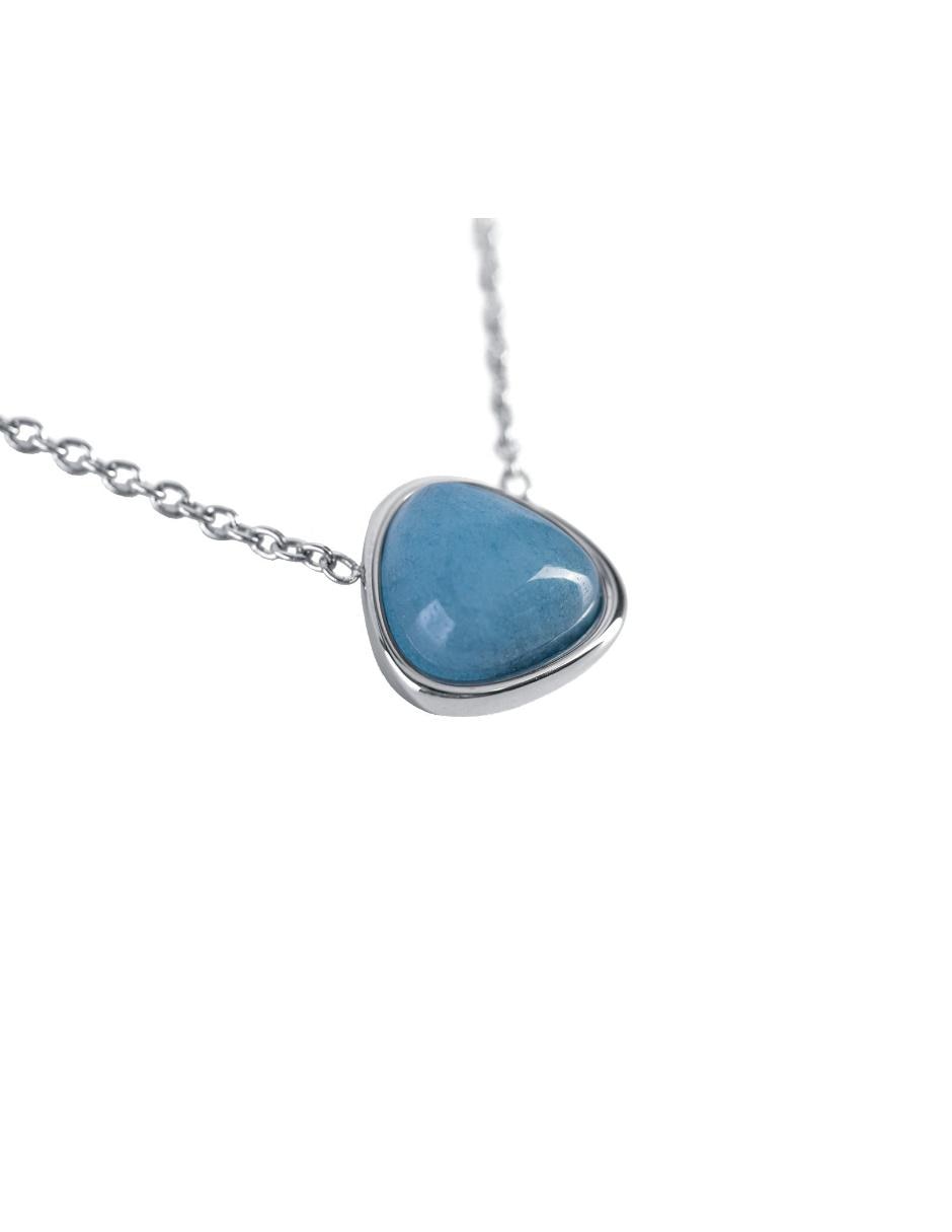 LuckyLy Collares Mujer Aline Collares de Mujer con Piedras Naturales Cadena Acero Inoxidable Dije de Cuarzo Azul