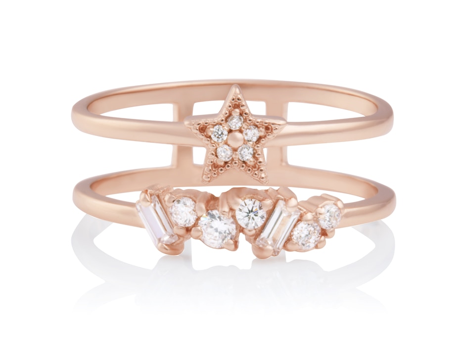 Anillo de estrella con acabado baño de oro rosa