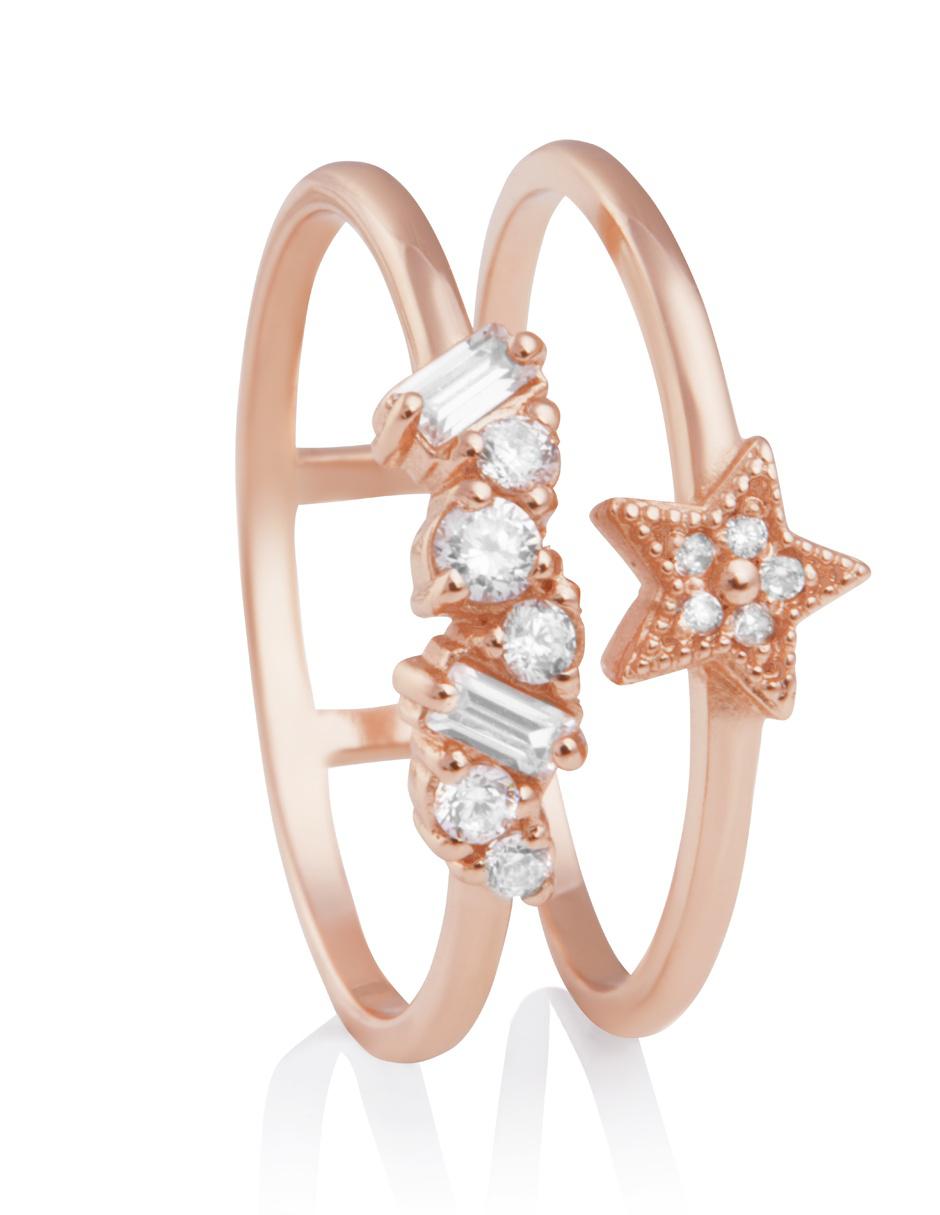 Anillo de estrella con acabado baño de oro rosa 2