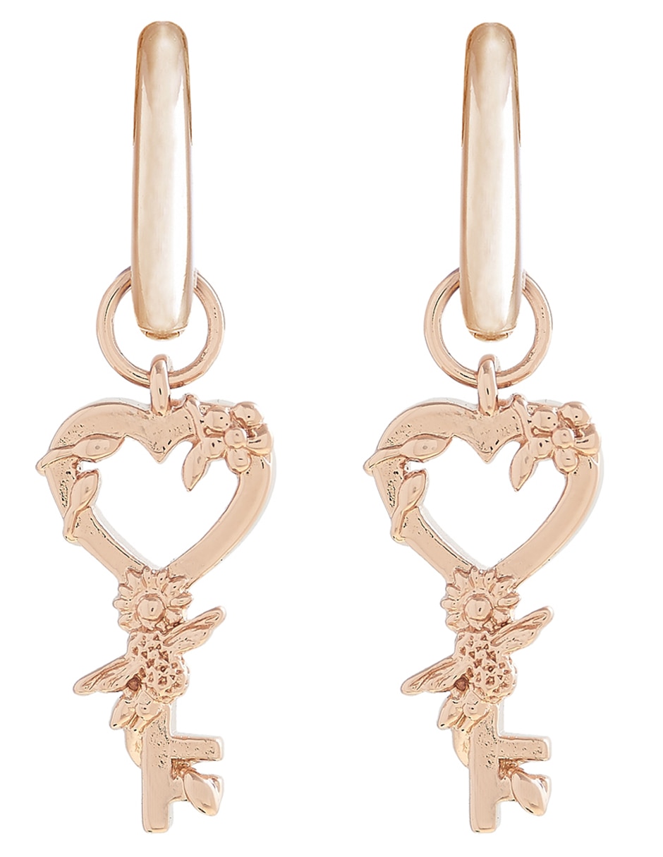 Aretes de plata con acabado baño de oro rosa cristal
