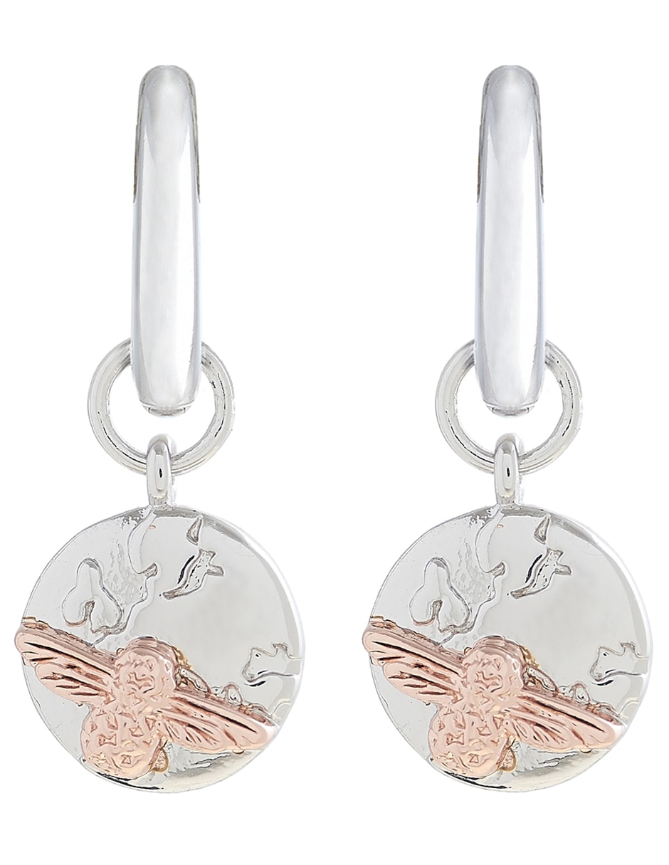 Aretes de plata con acabado baño de oro rosa cristal