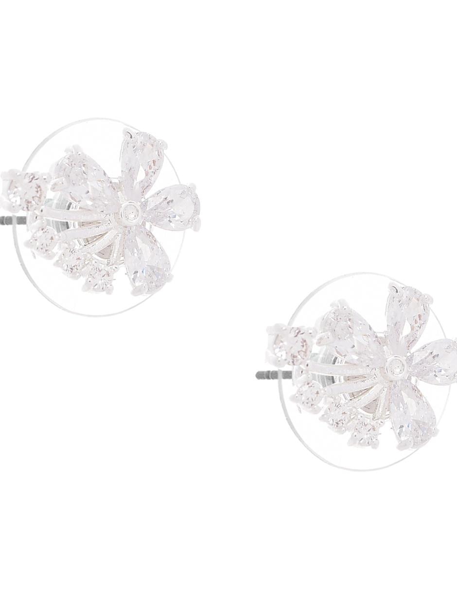 Aretes con acabado plateado cristal 2