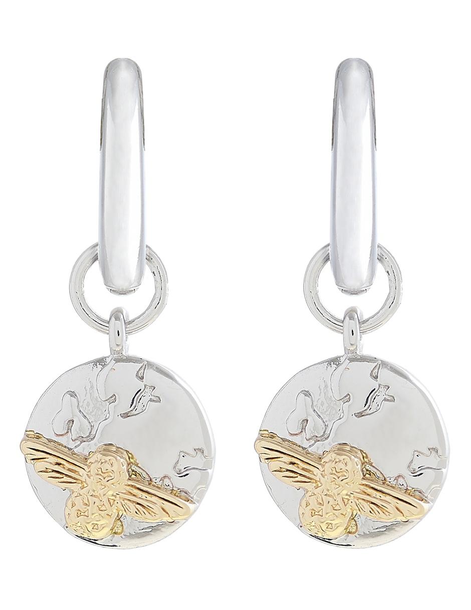 Aretes de plata con acabado plateado cristal