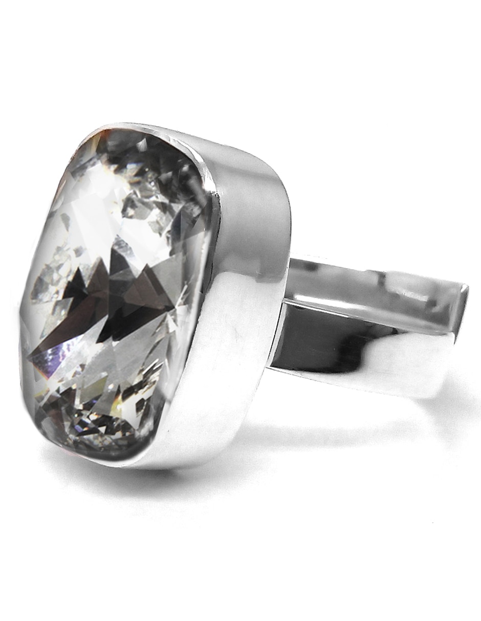 Anillo ovalado Baguette P 925 de plata cristal brillante 2