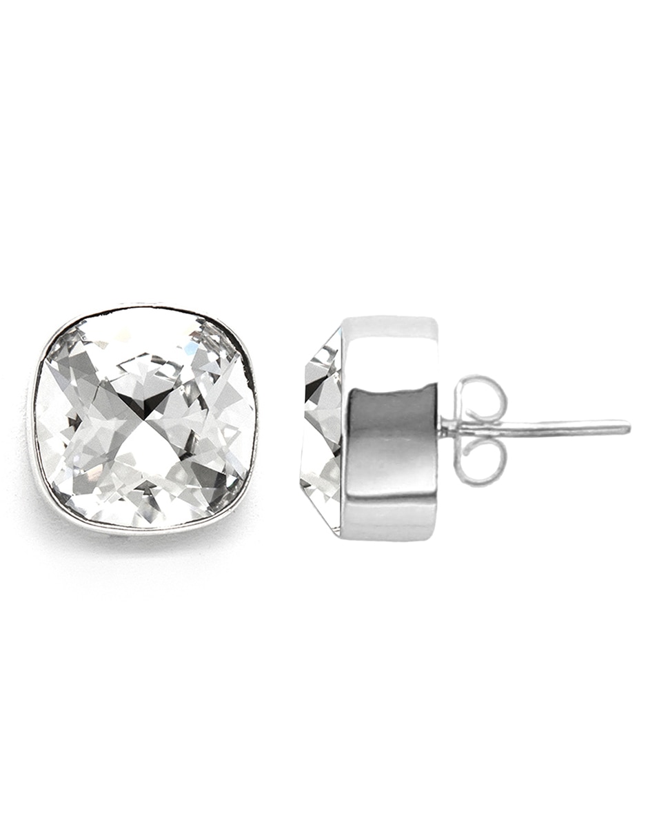 Broqueles de plata con acabado pavé cristal