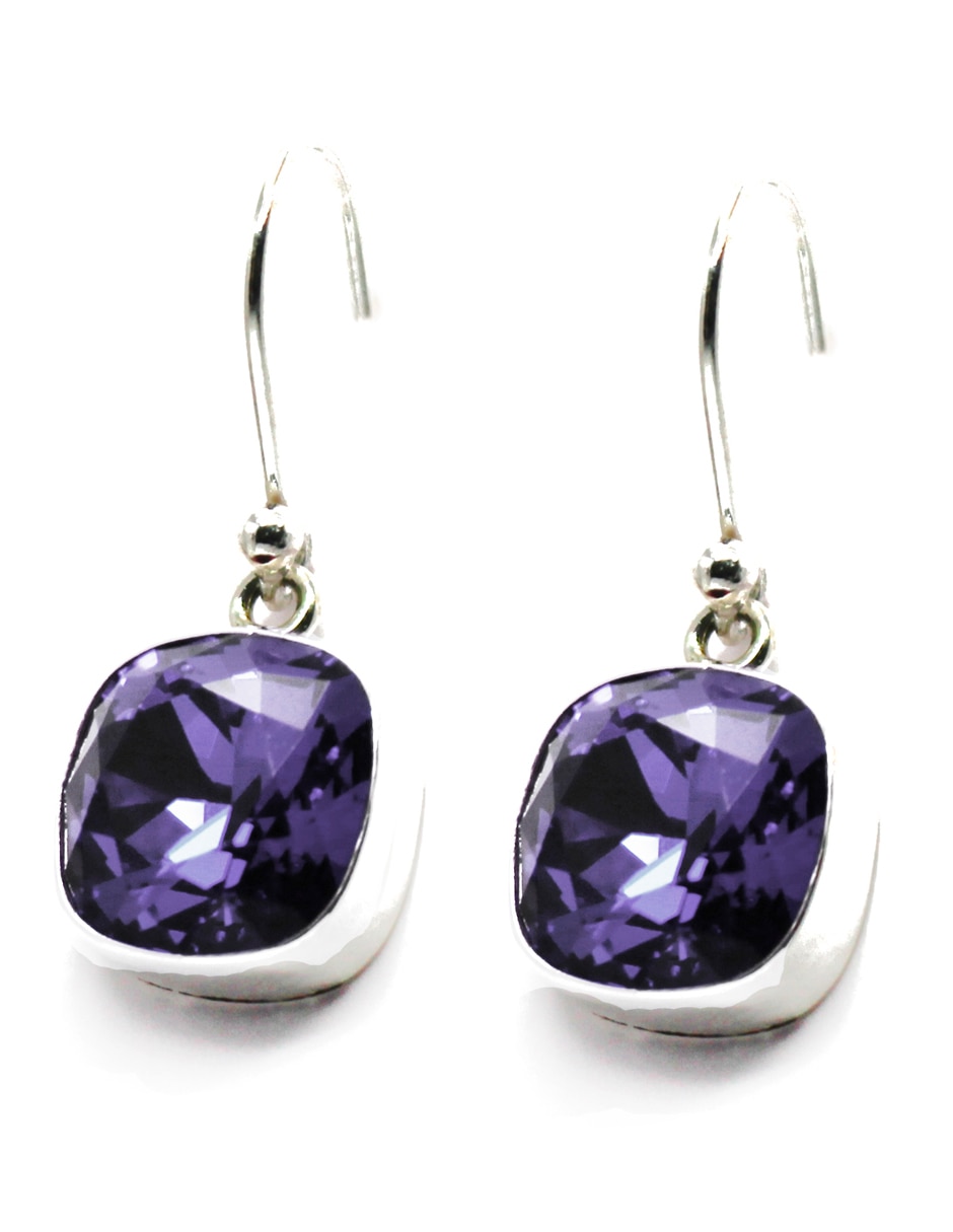 Aretes de plata con acabado brillante cristal 2