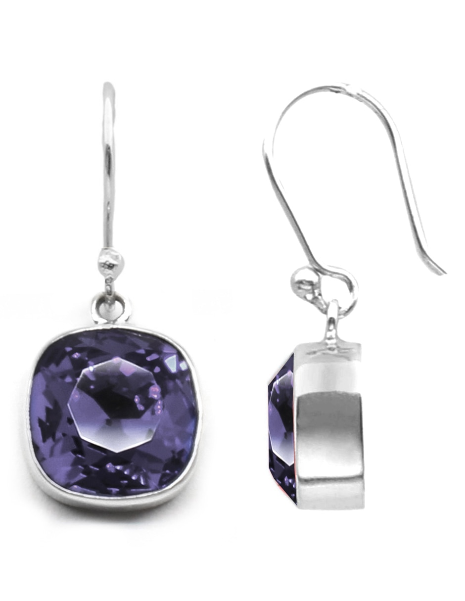 Aretes de plata con acabado brillante cristal 6