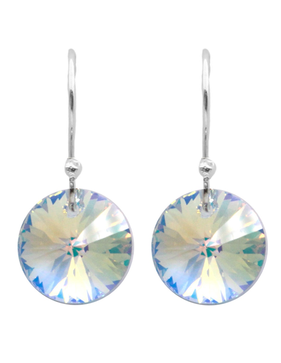 Aretes de plata con acabado brillante cristal