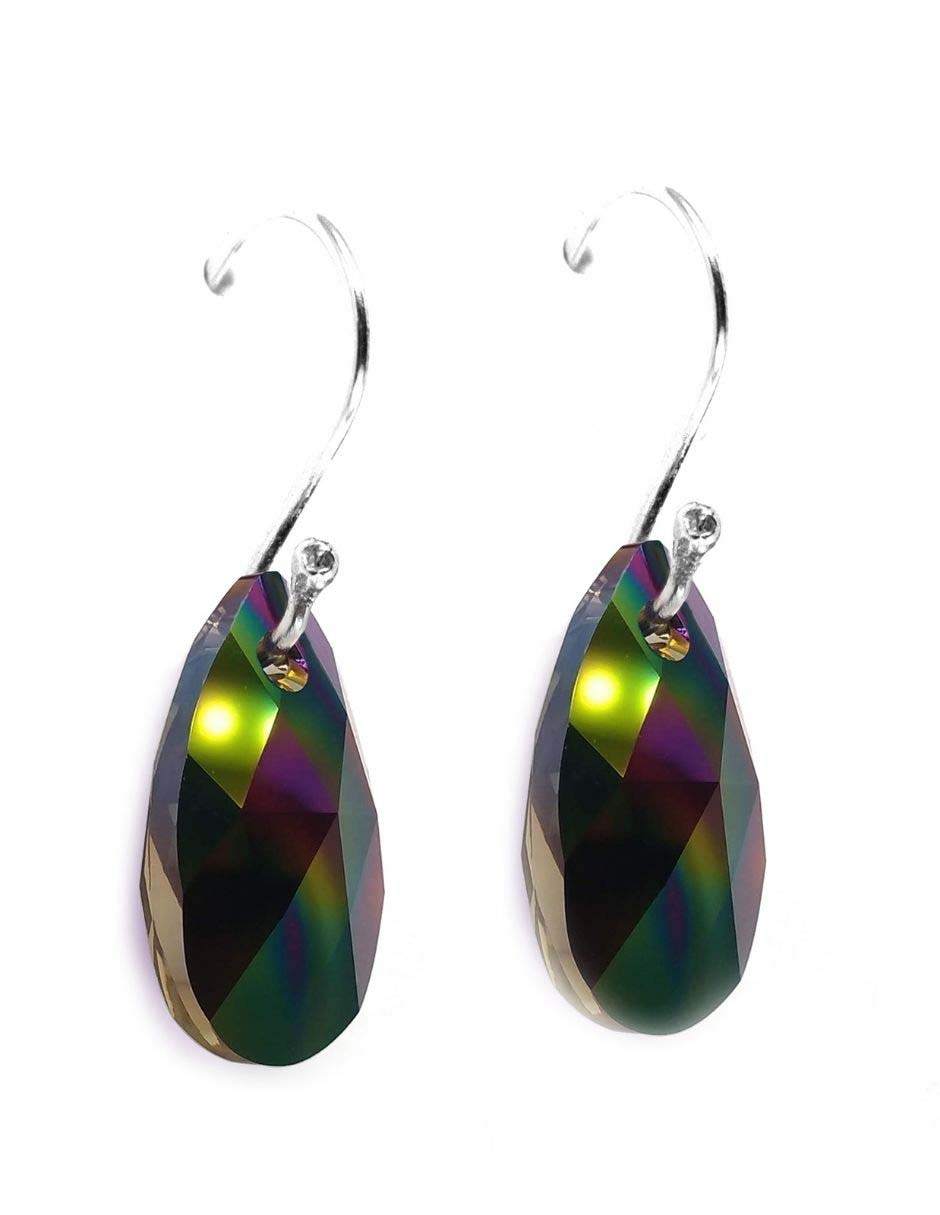 Aretes de plata con acabado brillante cristal