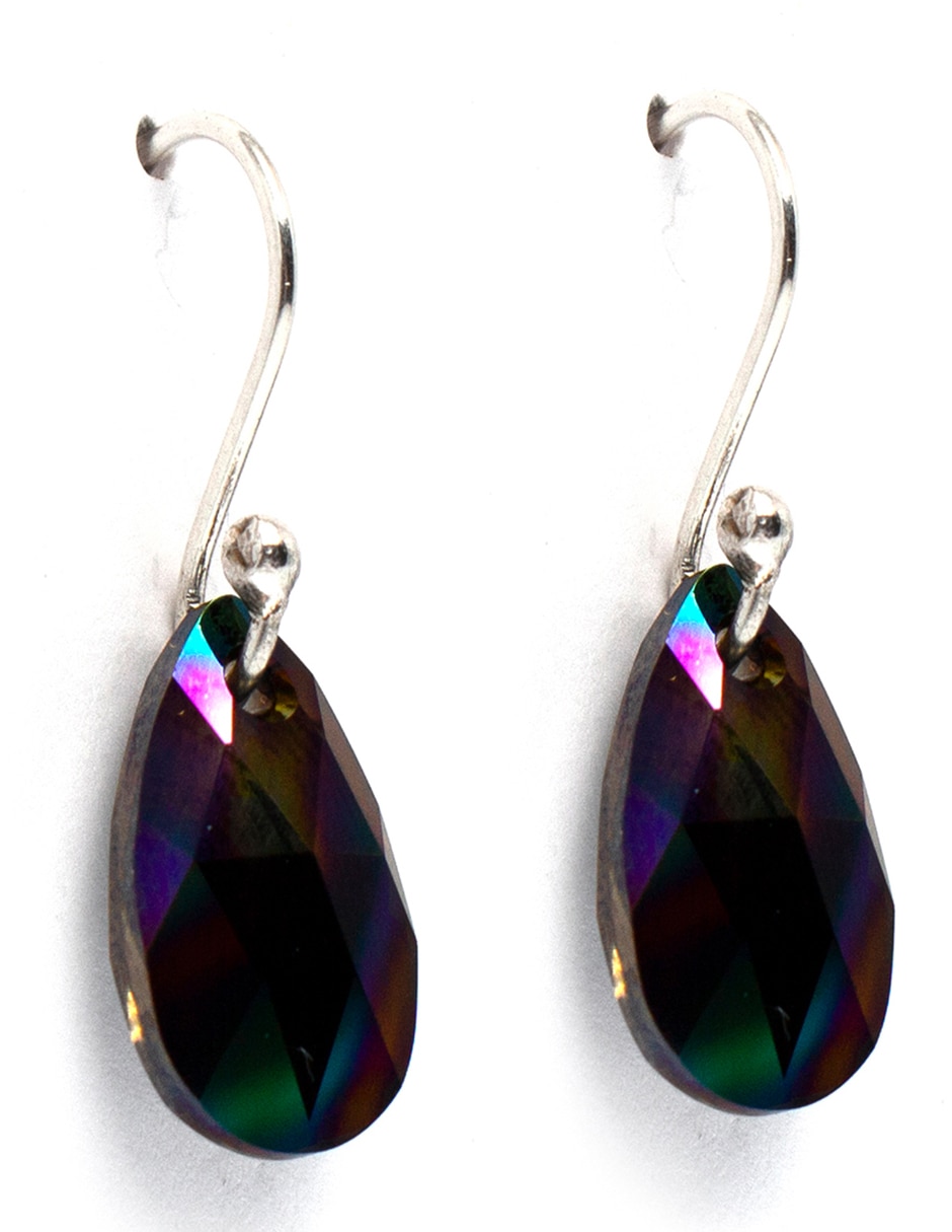 Aretes de plata con acabado brillante cristal 2