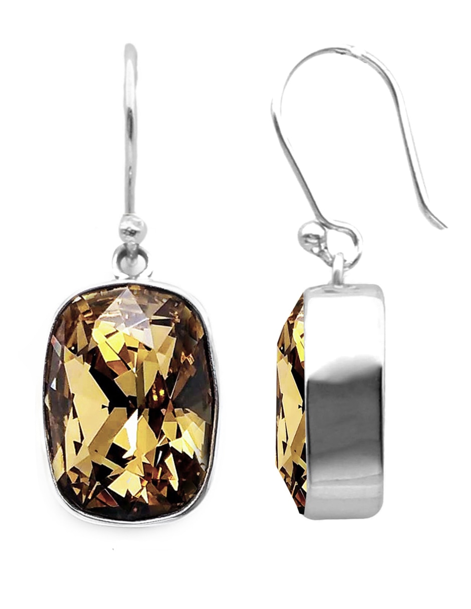 Aretes de plata con acabado brillante cristal 2